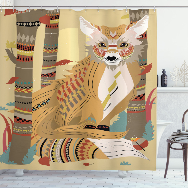 Fluffy Fox in the Forest Shower Curtain