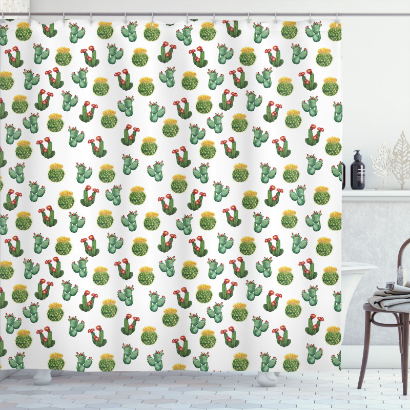 Cactus and Suculent Print Shower Curtain