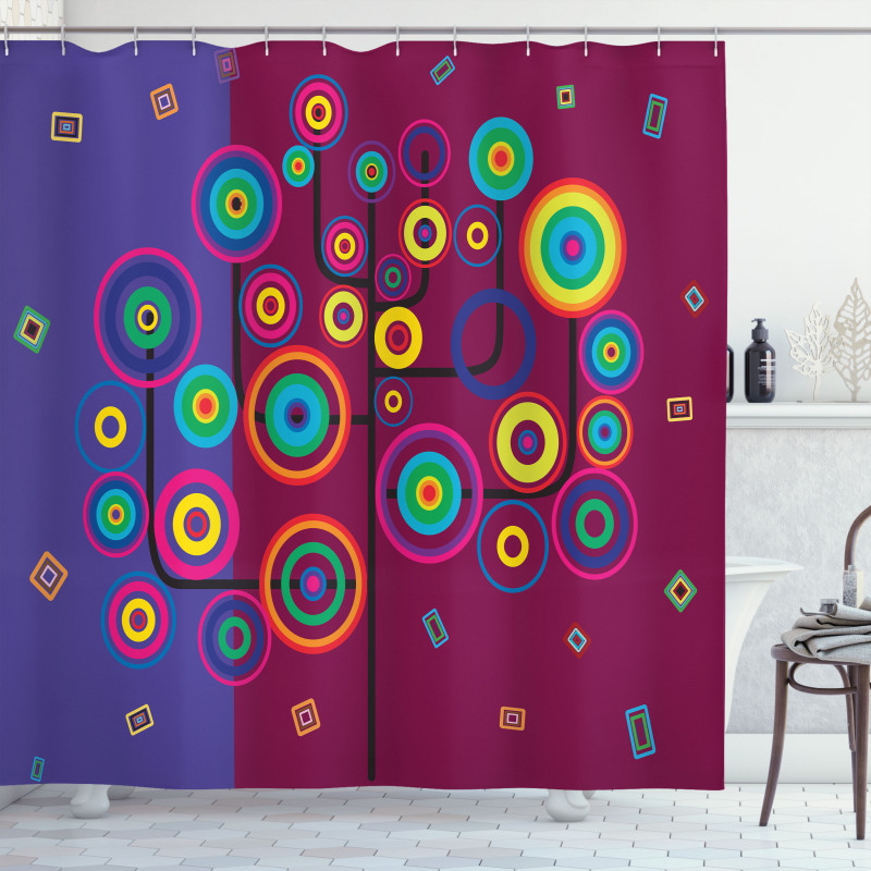 Geometric Tree Branches Shower Curtain