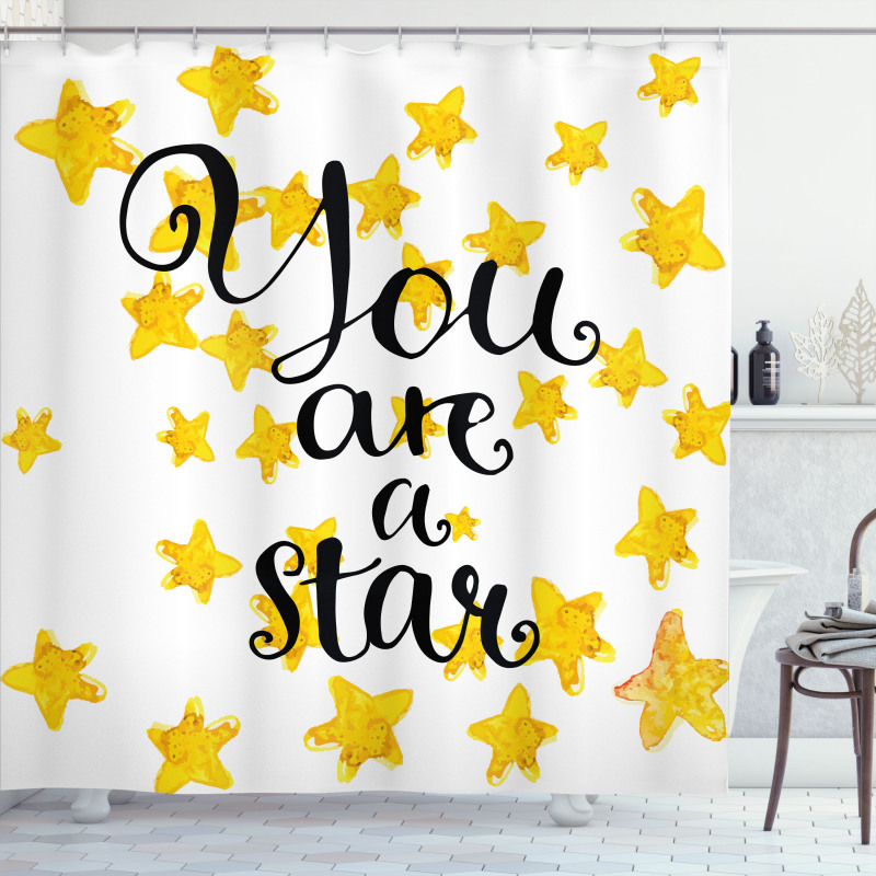 Motivational Star Phrase Shower Curtain