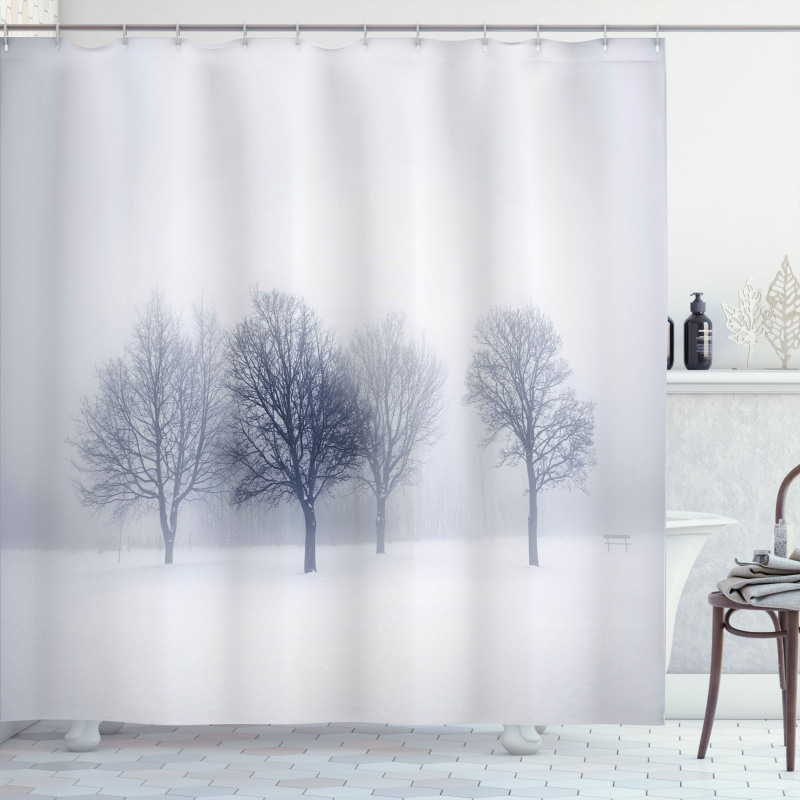 Winter Leafless Forest Shower Curtain