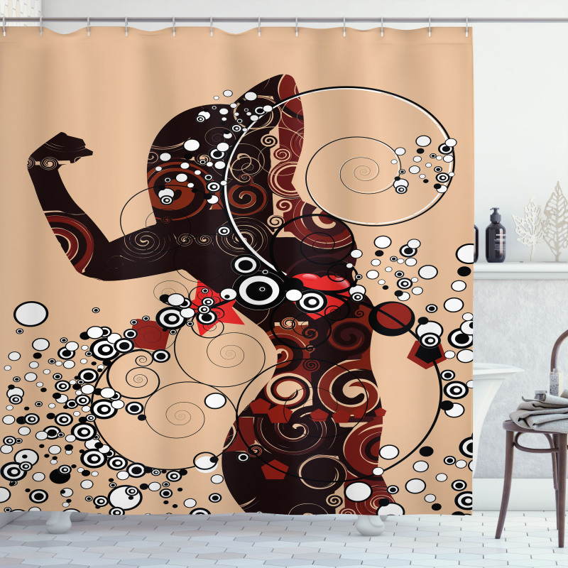 Circle with Women Image Shower Curtain
