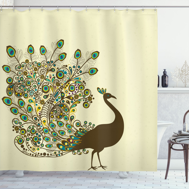 Peacock Bird Profile Shower Curtain