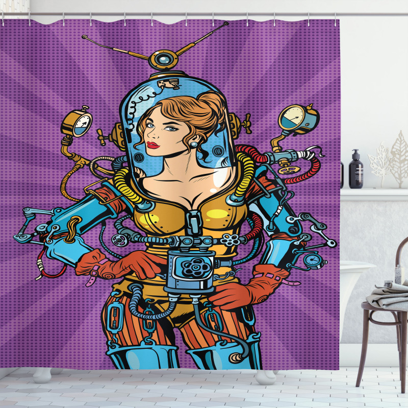 Futuristic Sci-Fi Woman Shower Curtain