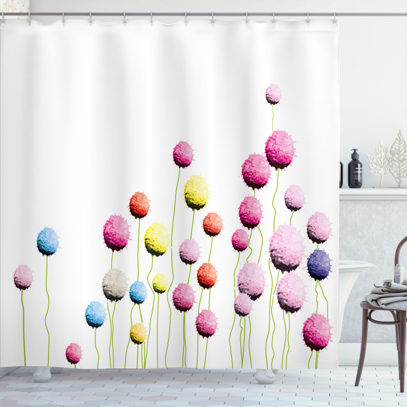 Amaranth Flower Pattern Shower Curtain