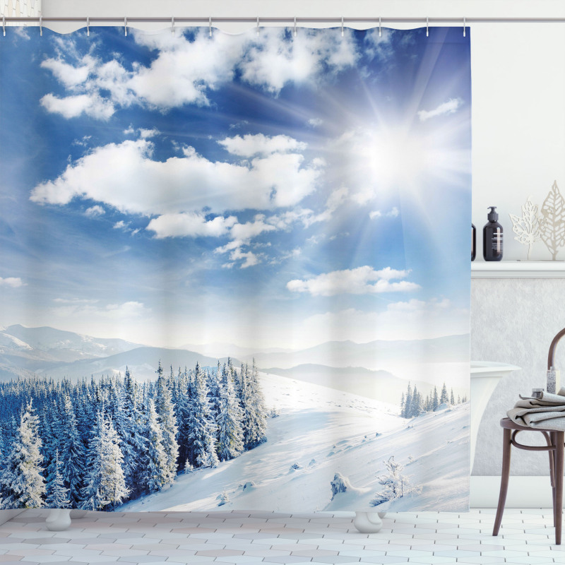 Idyllic Snow Mountain Shower Curtain