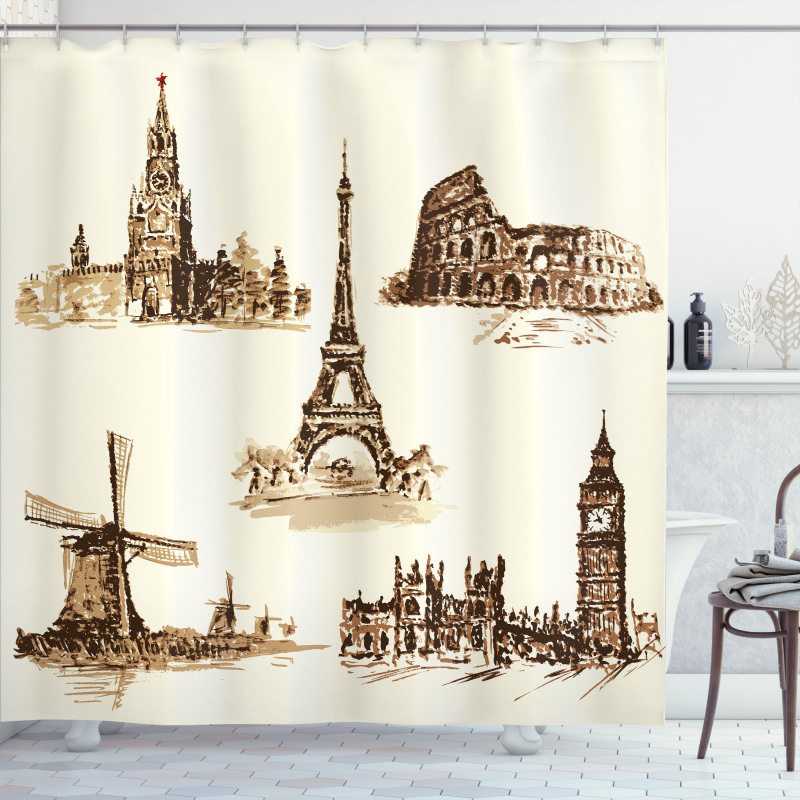 European Landmarks City Shower Curtain