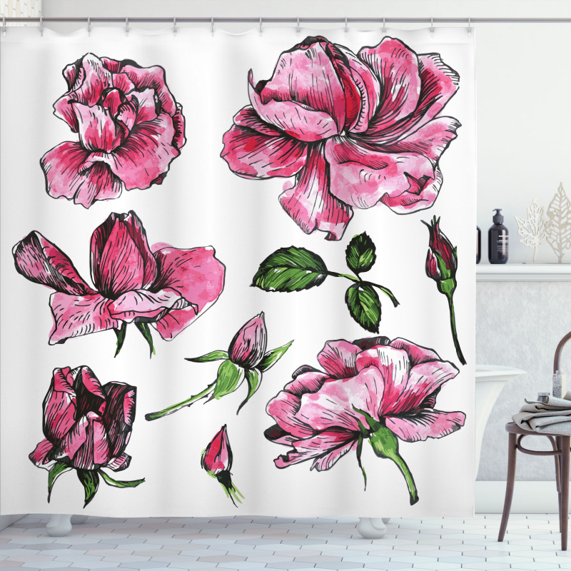 Garden Flowers Rose Buds Shower Curtain