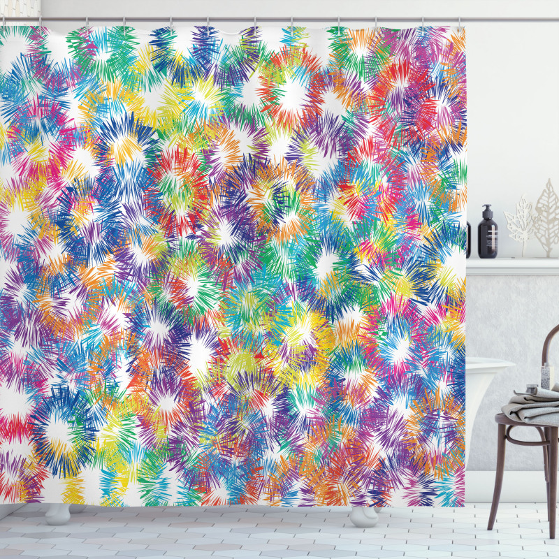 Abstract Fireworks Shower Curtain