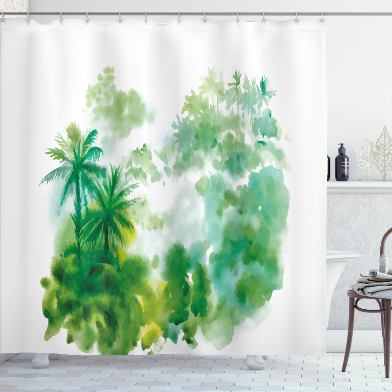 Watercolor Forest Image Shower Curtain