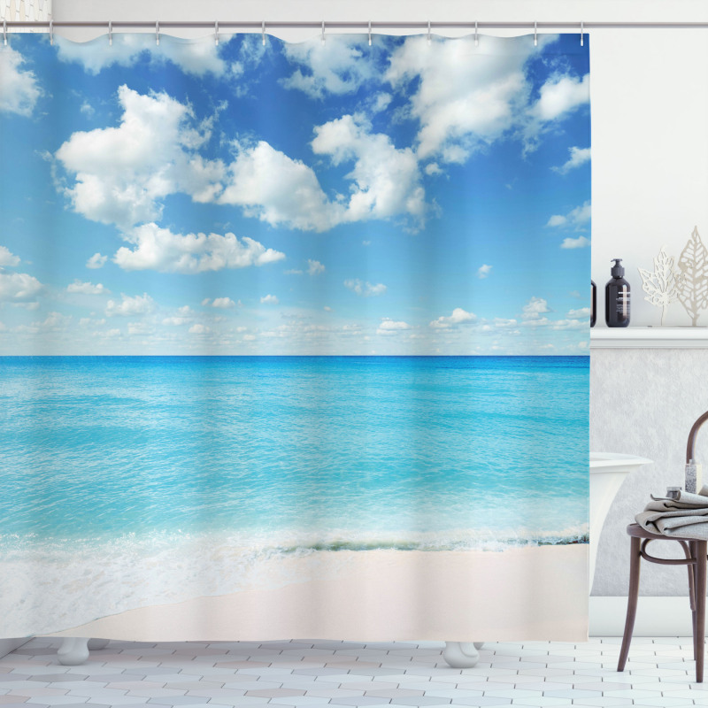 Exotic Beach Vivid Sky Shower Curtain