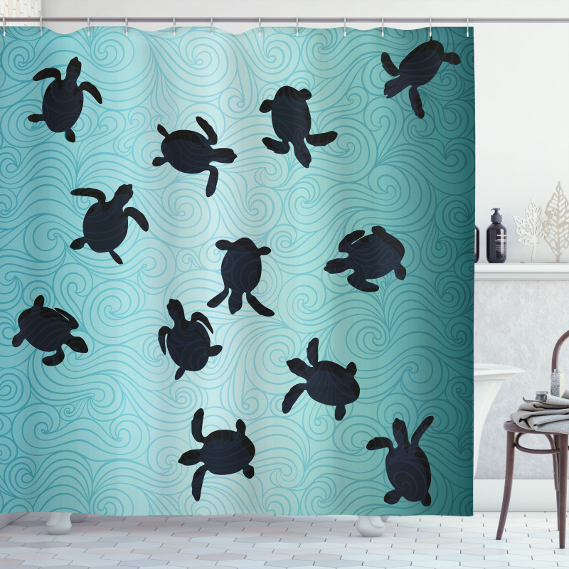 Baby Turtles Deep Sealife Shower Curtain