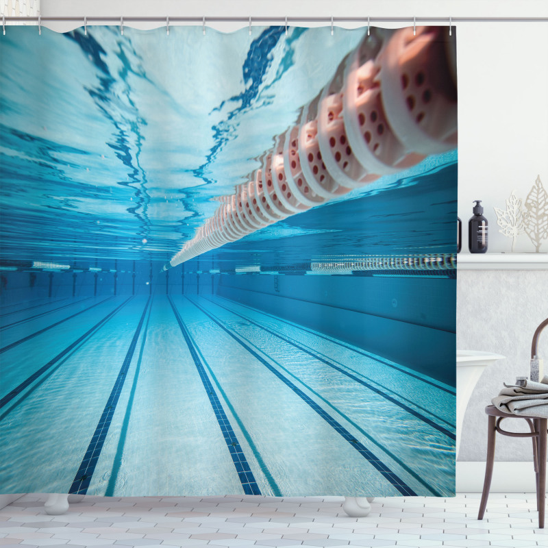 Swimming Pool Sports View Shower Curtain