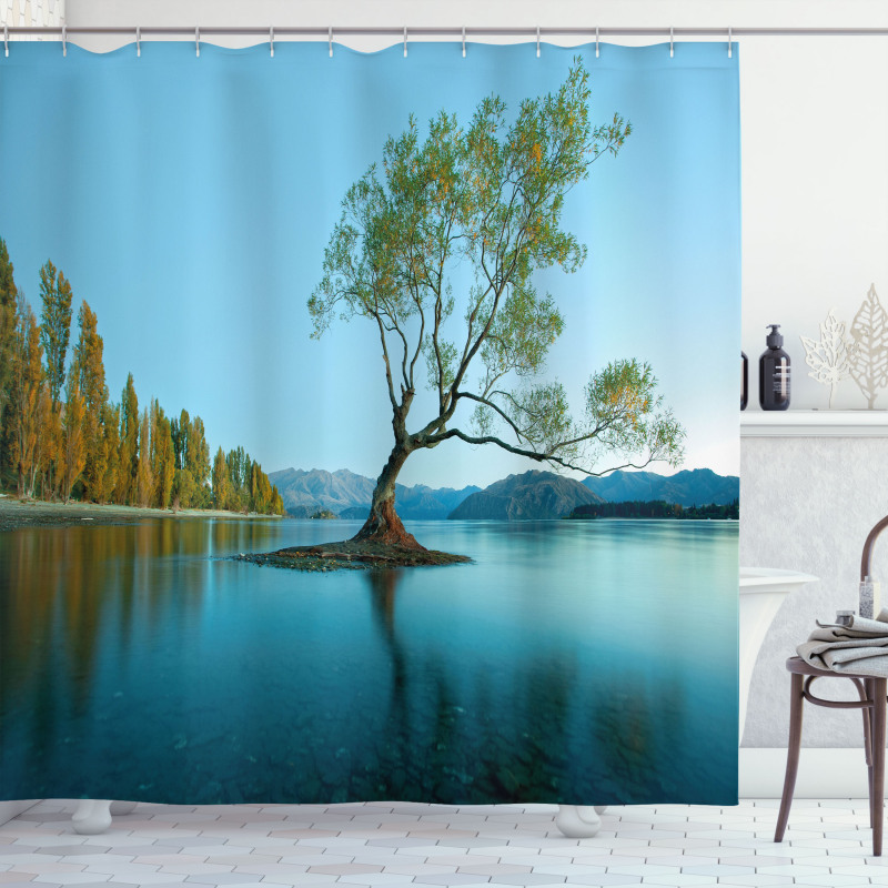 Tree Lake Nature Themed Shower Curtain