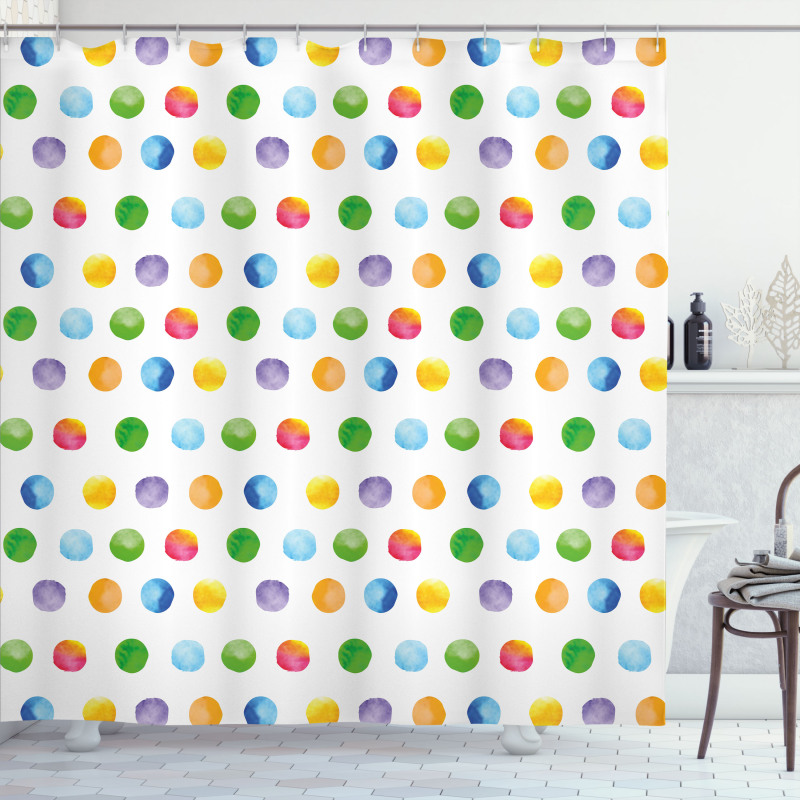 Colored Big Polka Dots Shower Curtain