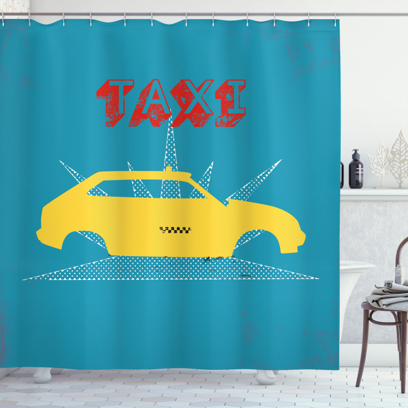 Old Cab Grunge Typography Shower Curtain