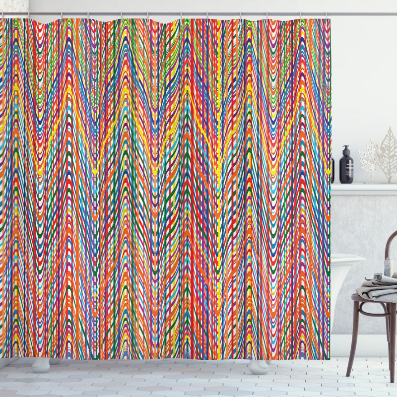 Colorful Zig Zag Lines Shower Curtain