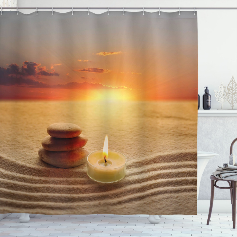 Meditation Yoga Candle Shower Curtain