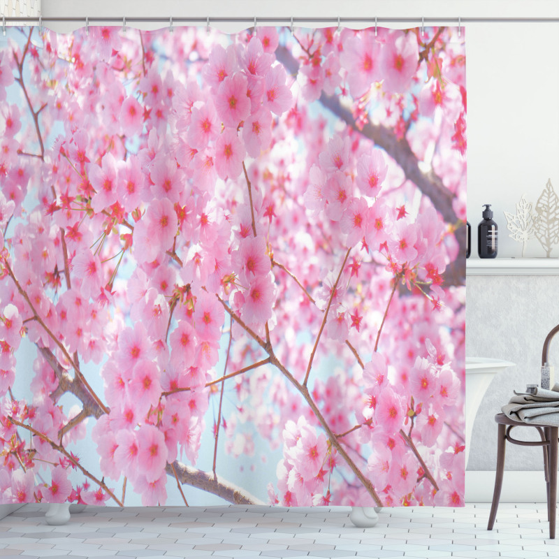 Japanese Sakura Flowers Shower Curtain