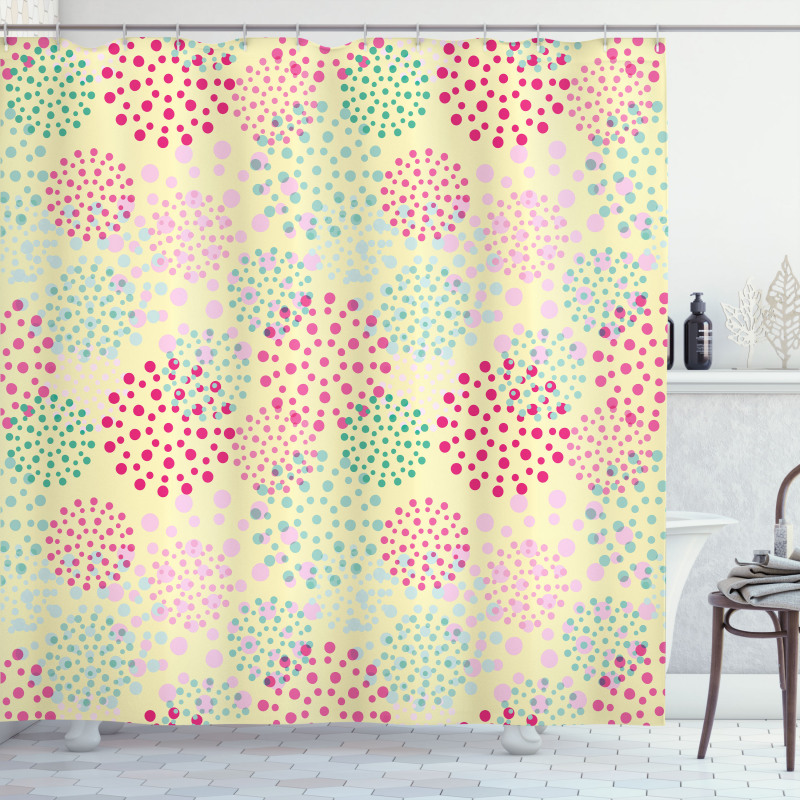 Flowers Polka Dots Shower Curtain