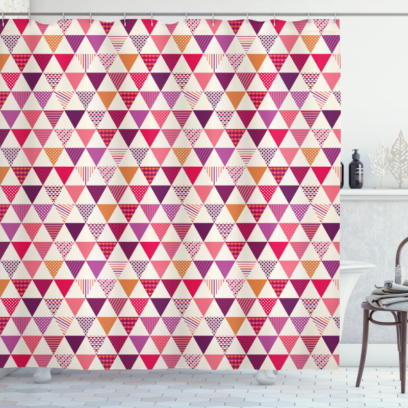 Geoemetric Triangles Dots Shower Curtain