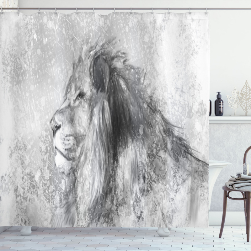 Sketch Safari Lion Shower Curtain