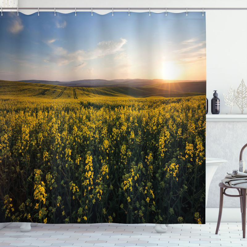 Sunset Flower Field Shower Curtain