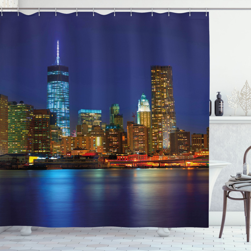 Manhattan Sunset Skyline Shower Curtain