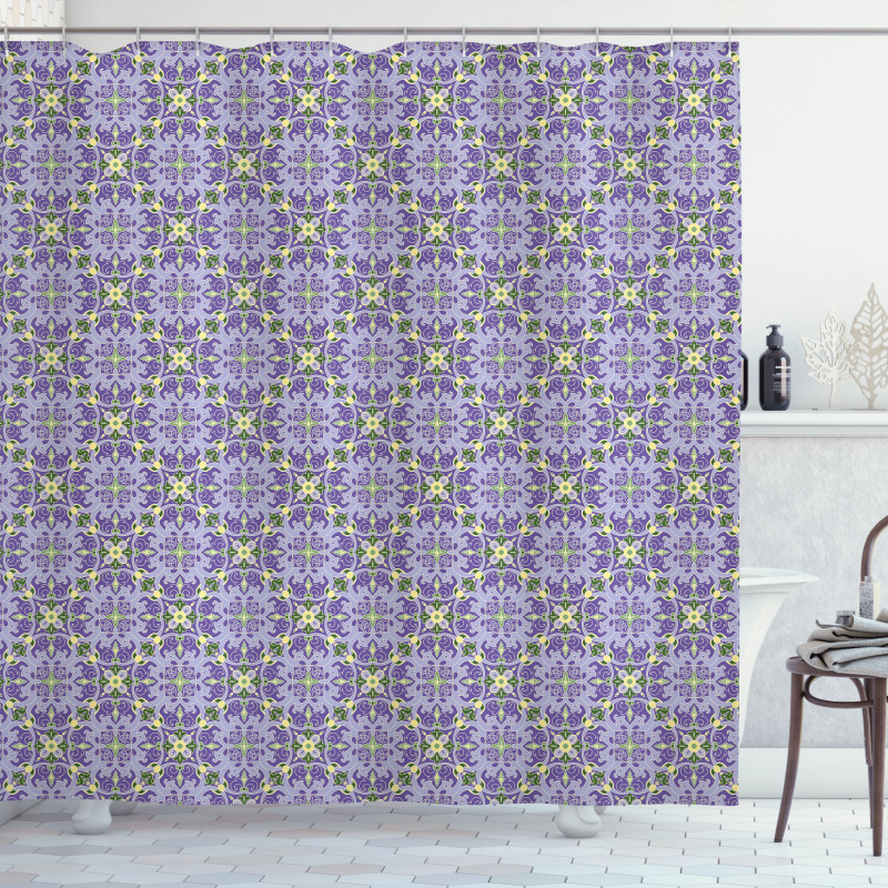 Ornate Floral Motifs Shower Curtain