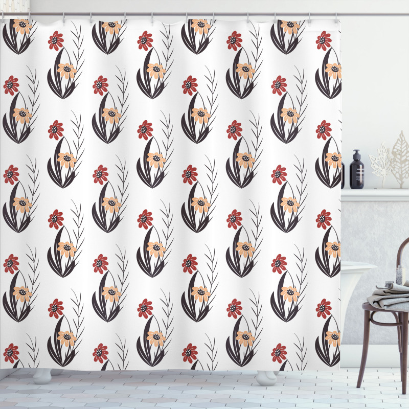 Red and Orange Flowers Shower Curtain