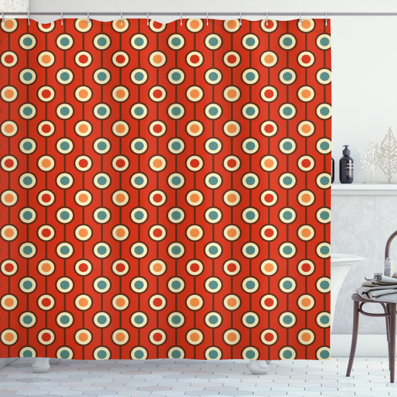 60s Style Hippie Dots Shower Curtain