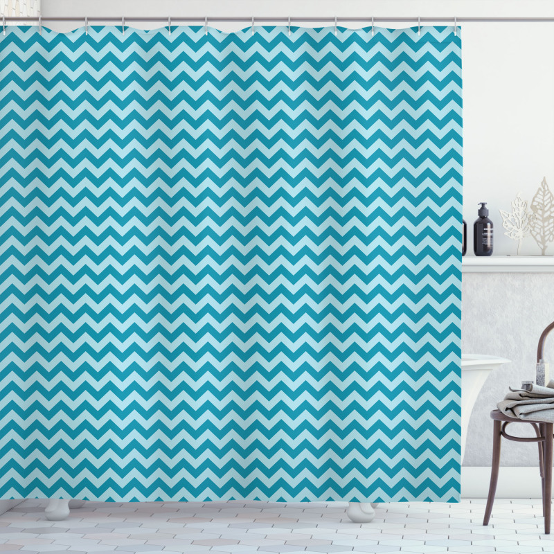 Sea Colored Zigzags Shower Curtain