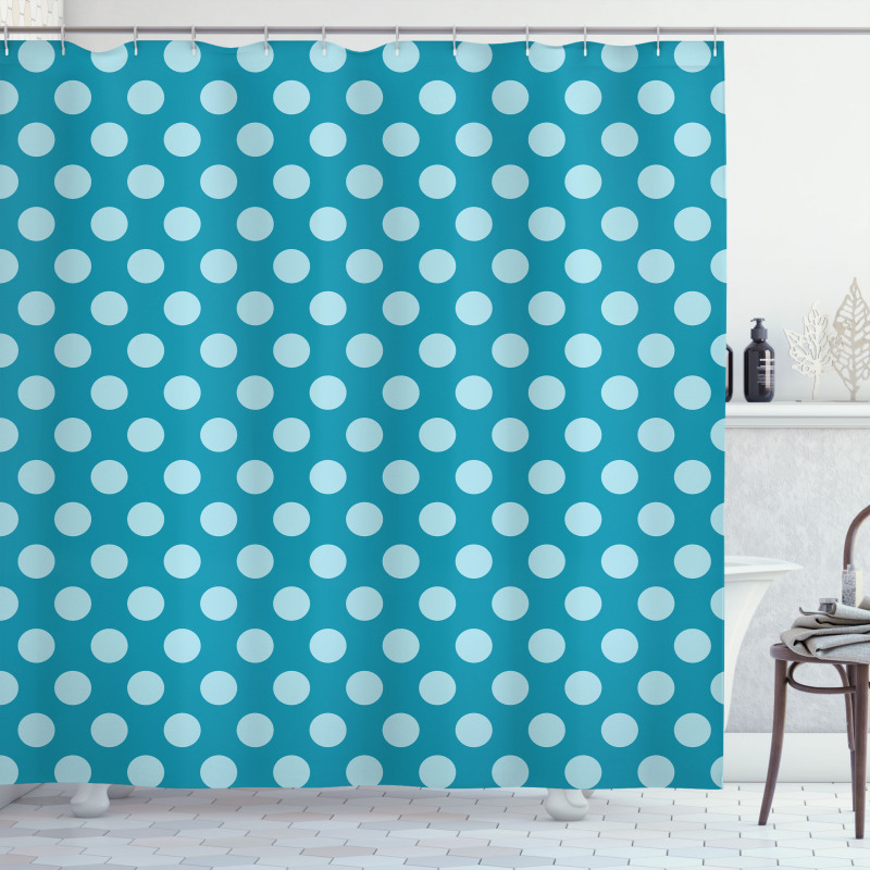 Polka Dots Soft Sea Colors Shower Curtain