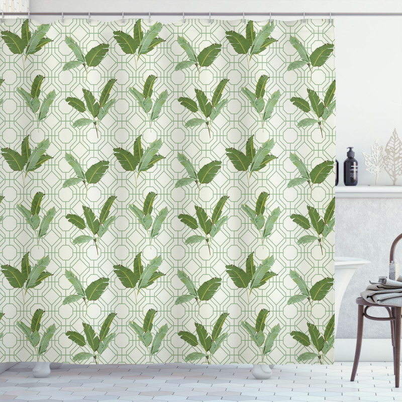 Palm Leaves Geometric Shower Curtain