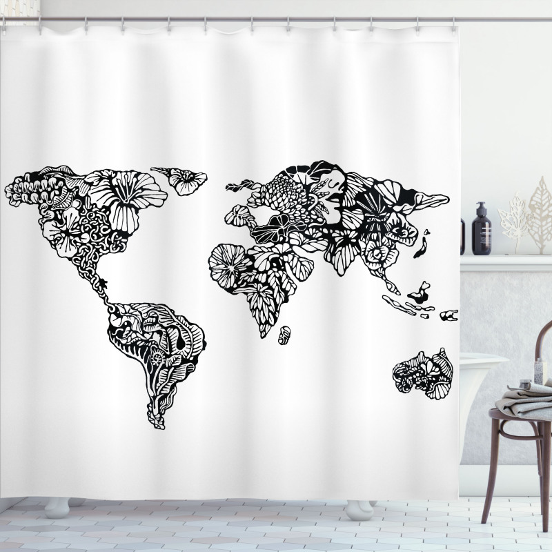 World Map Charm Shower Curtain