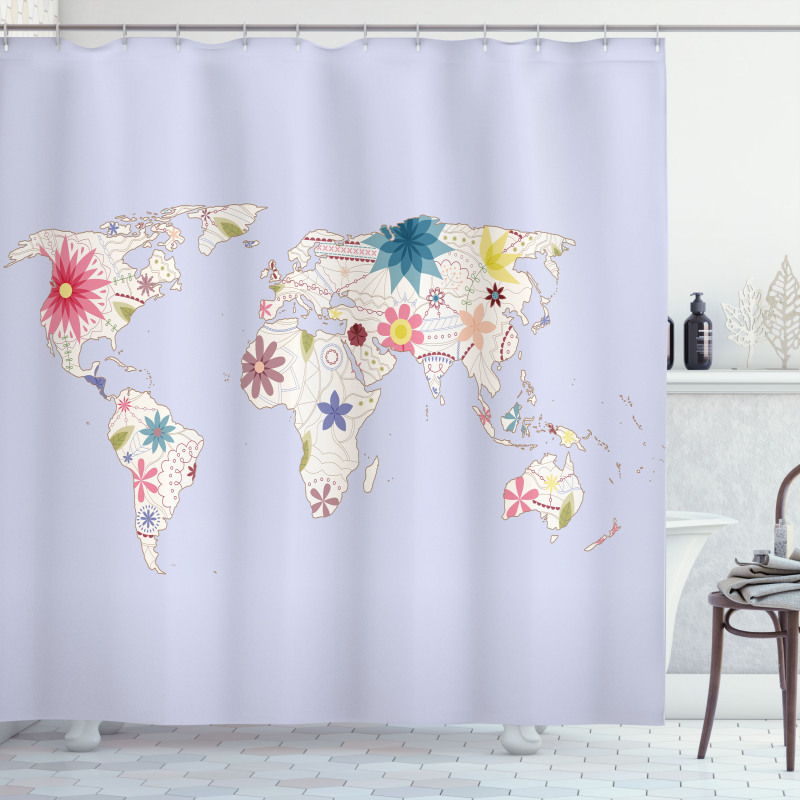 Map Soft Blooms Shower Curtain