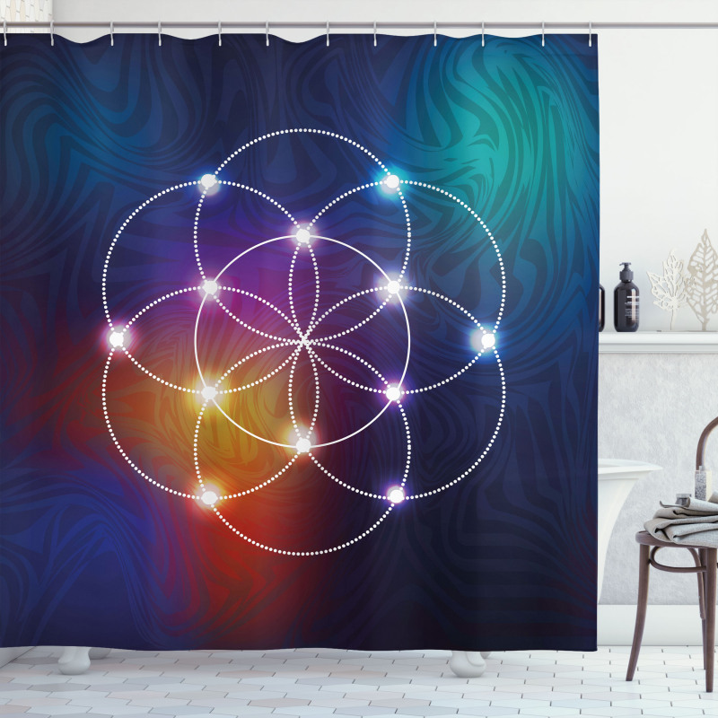 Circles Grid Esoteric Shower Curtain
