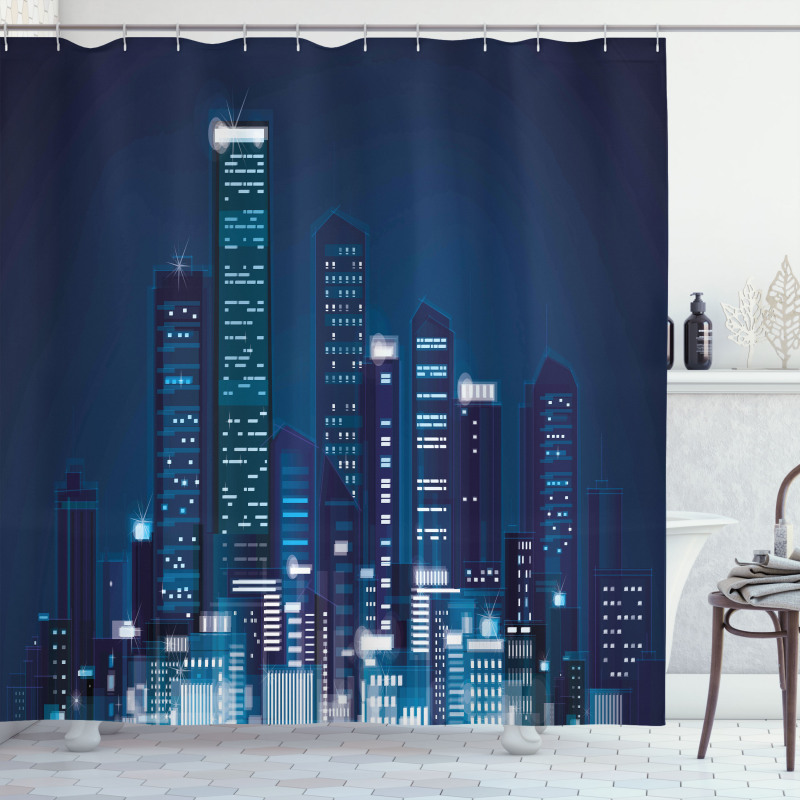 Night View of Metropolis Shower Curtain