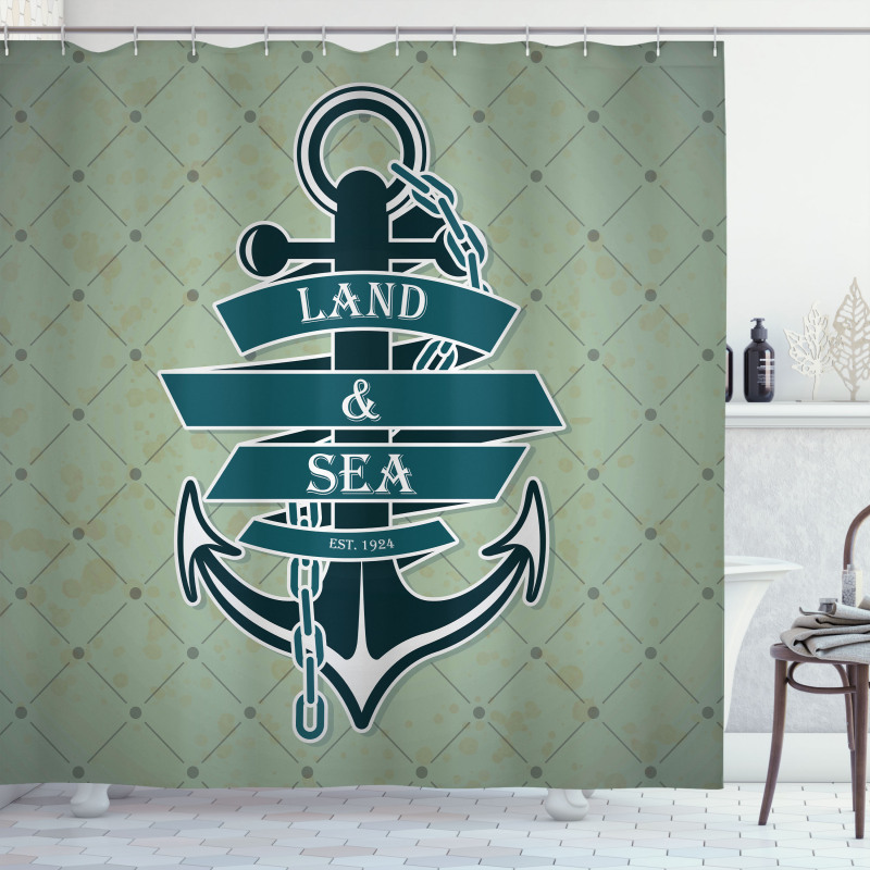 Diamond Pattern Nautical Shower Curtain