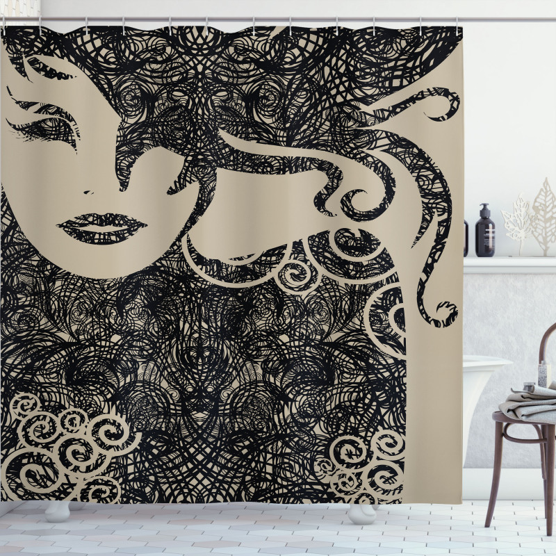 Woman with Cool Posing Shower Curtain