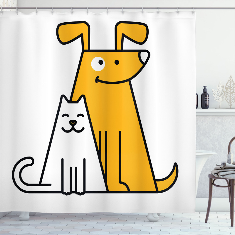 Cats and Dogs Friends Shower Curtain