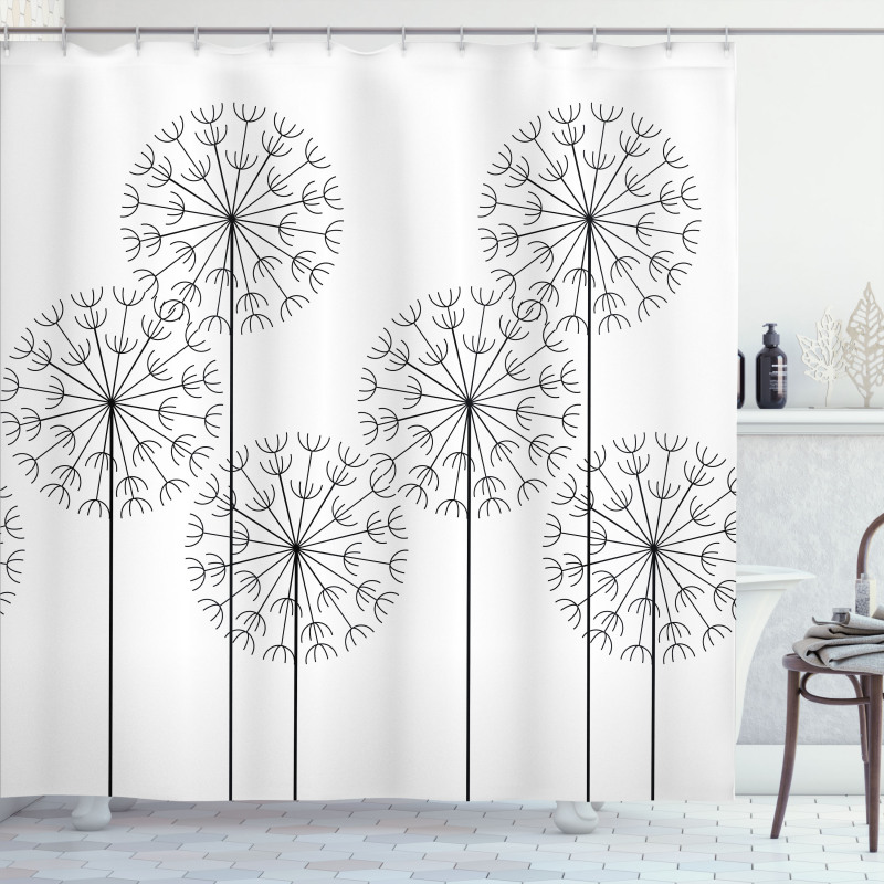 Digital Flower Dandelion Shower Curtain