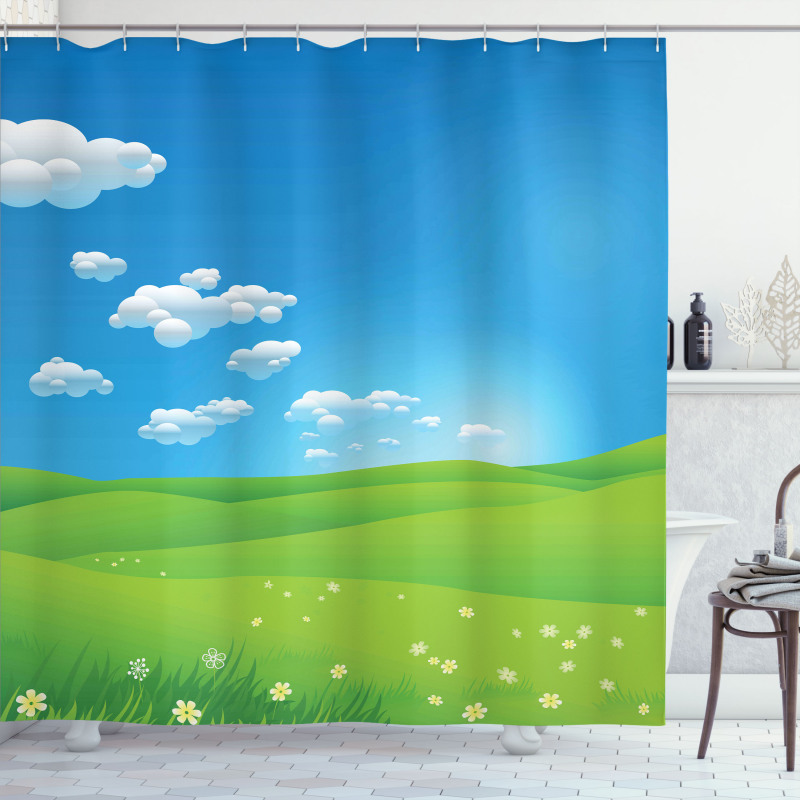 Cartoon Valley Scene Shower Curtain