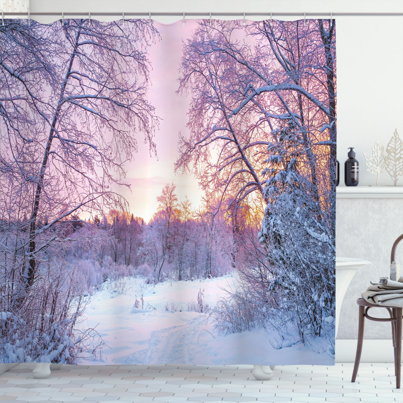 Braches Snowy Sunset Shower Curtain