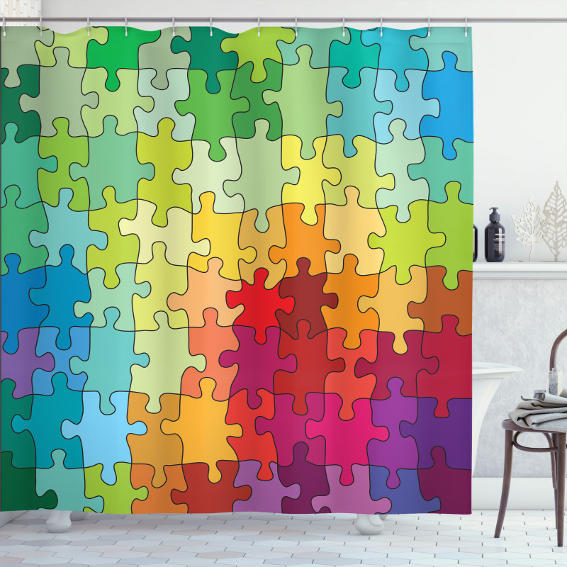 Colored Hobby Puzzle Shower Curtain