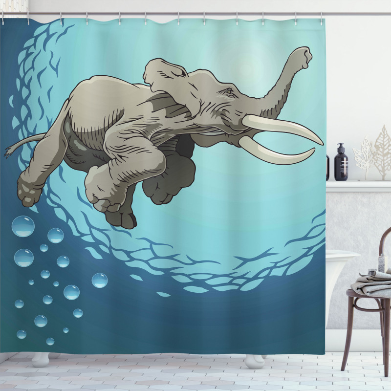 Elephant in Tropic Ocean Shower Curtain
