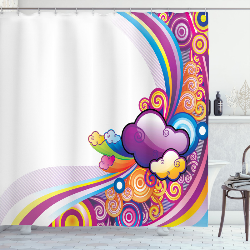 Rainbow Colored Clouds Shower Curtain