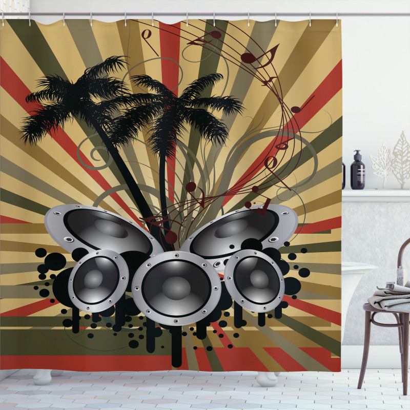 Palm Trees Music Party Shower Curtain