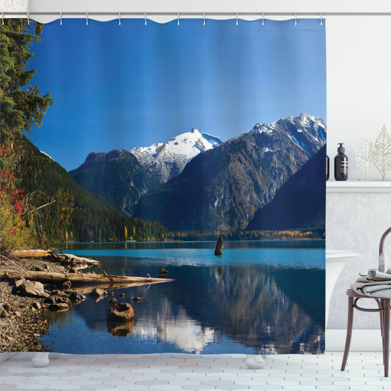 Winter Mountain Trees Shower Curtain