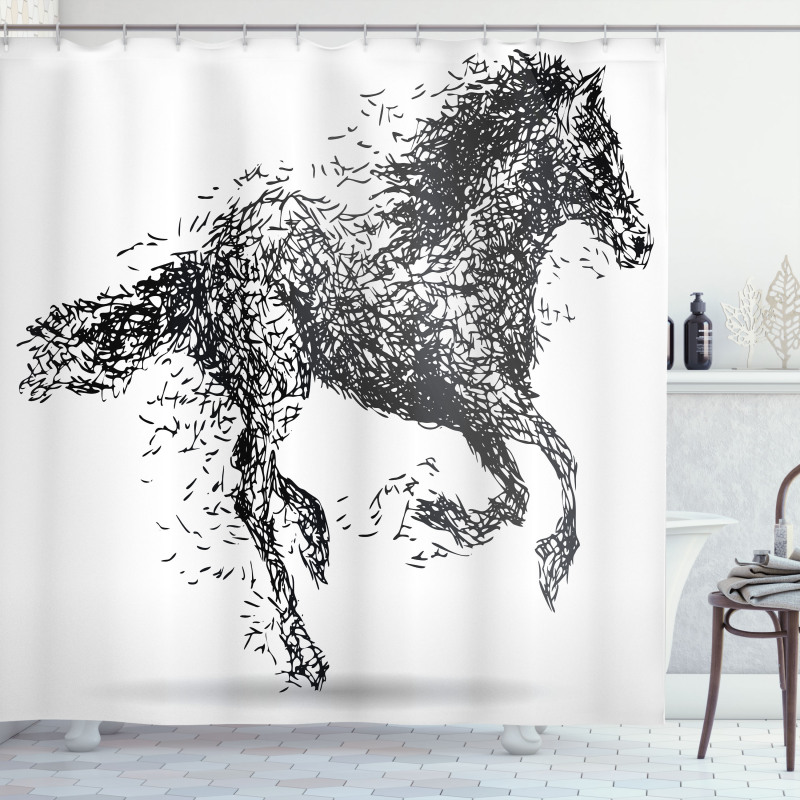Animal Sketchy Horse Shower Curtain